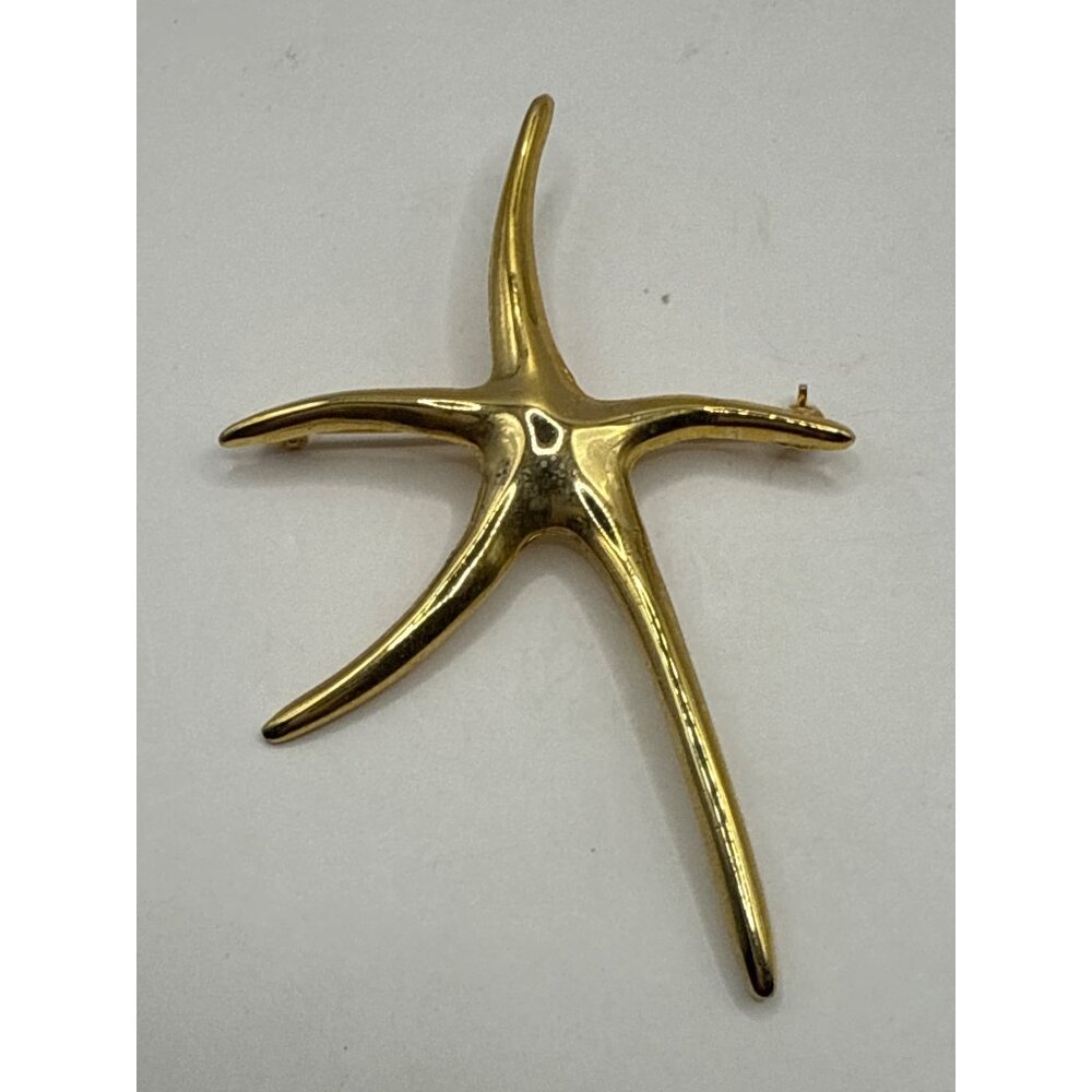 Gold-Tone Starfish Pin Brooch Jewelry Accessory For Women 3 Inches Long Elegant